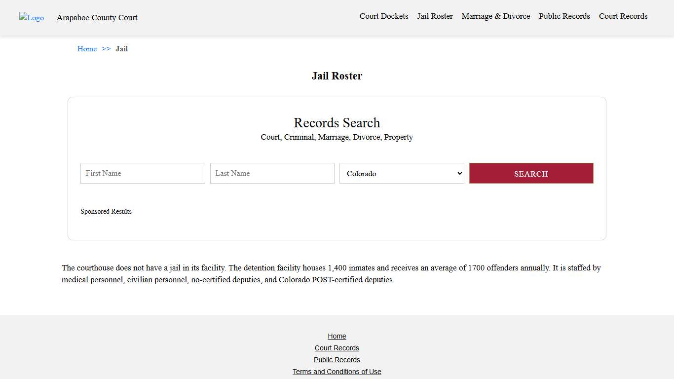 Jail Roster | Arapahoe County Court