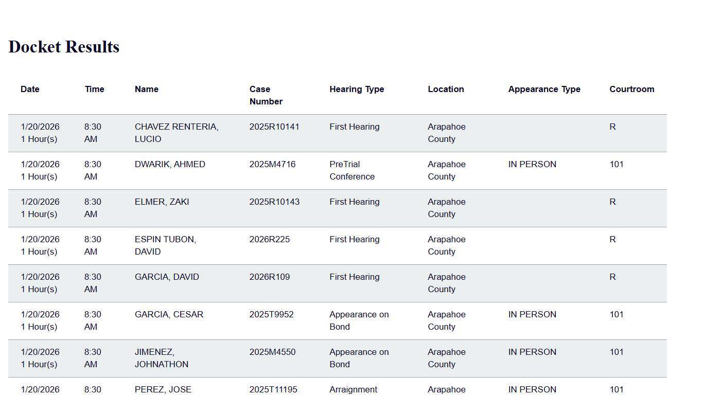 Docket Print Results | Colorado Judicial Branch