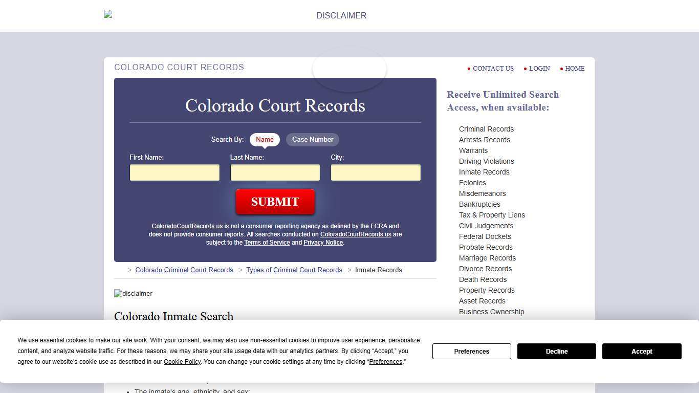 Colorado Inmate Search | ColoradoCourtRecords.us